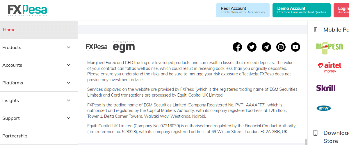 FXPesa EGM CMA Regulation