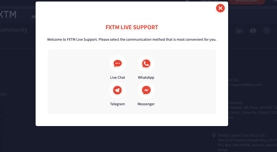FXTM Online Support in Kenya