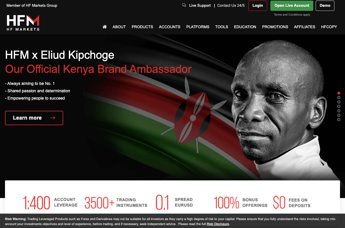 HotForex Kenya website homepage