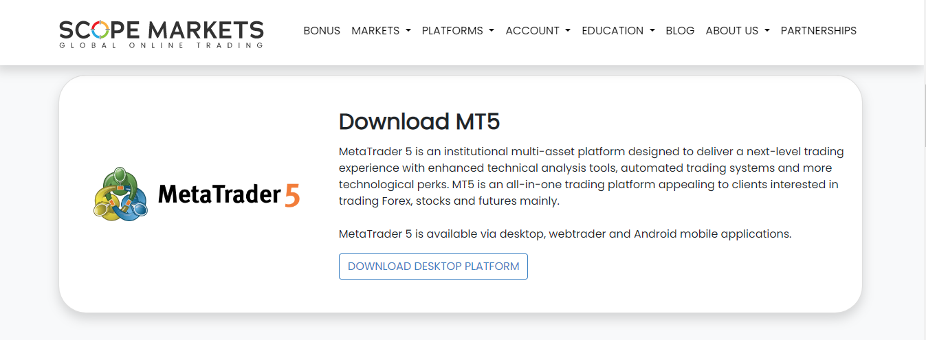 Scope Markets Platform